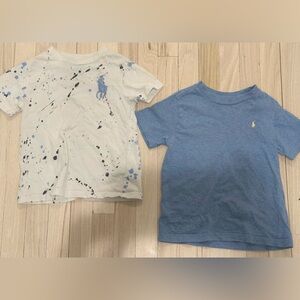 2 Ralph Lauren Boys Short Sleeve Tees- Paint Splatter and Light Blue